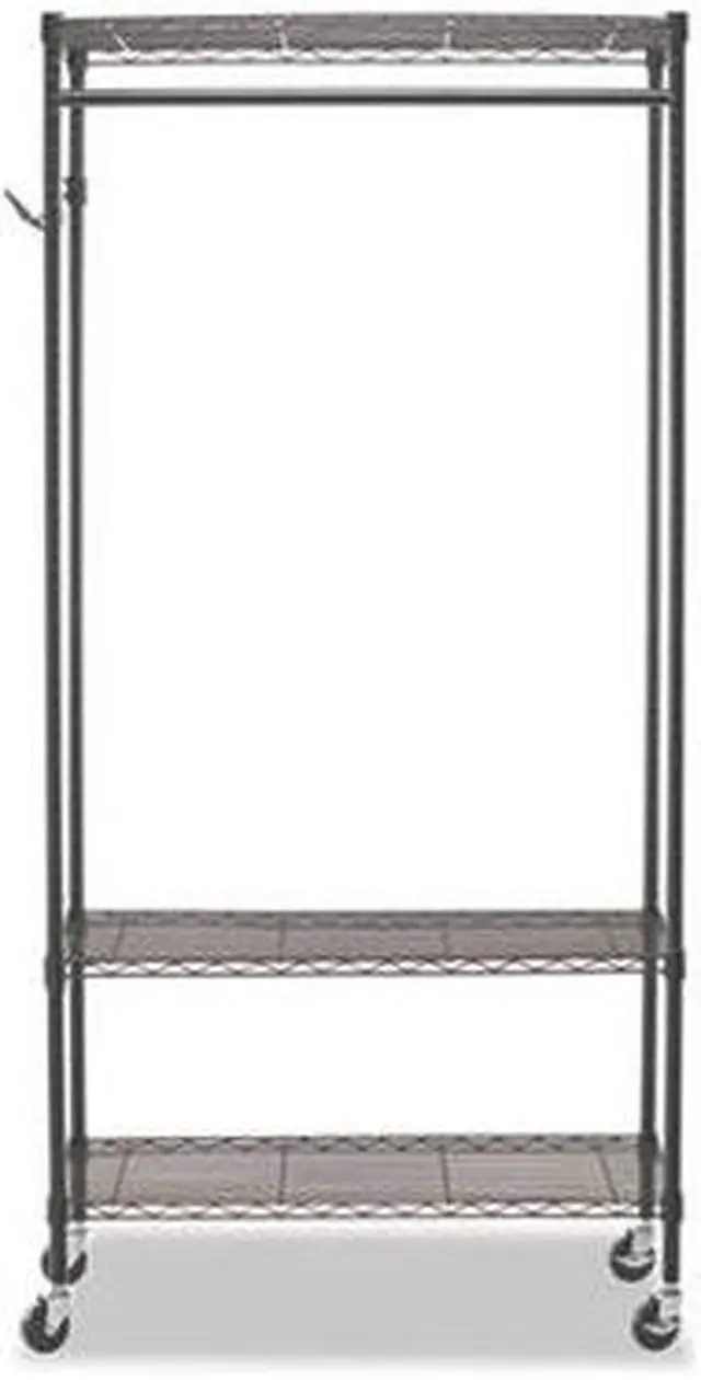 Alt view image 12 of 19 - Alera WIRE SHELVING GARMENT RACK, 30 GARMENTS, 36W X 18D X 75H, BLACK ALEGR363618BL
