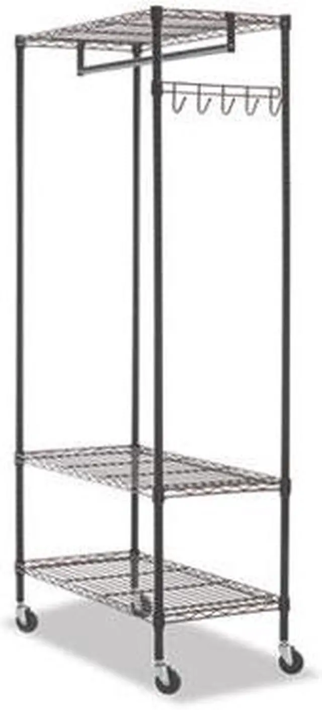 Alt view image 13 of 19 - Alera WIRE SHELVING GARMENT RACK, 30 GARMENTS, 36W X 18D X 75H, BLACK ALEGR363618BL