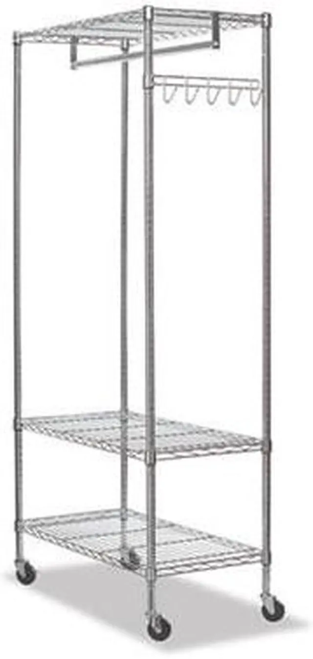 Alt view image 9 of 16 - Alera WIRE SHELVING GARMENT RACK, 30 GARMENTS, 36W X 18D X 75H, SILVER ALEGR363618SR