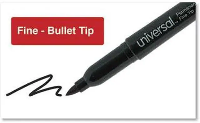 Alt view image 12 of 20 - Universal Pen-Style Permanent Marker Bullet/Fine Black 60 per pack 07074