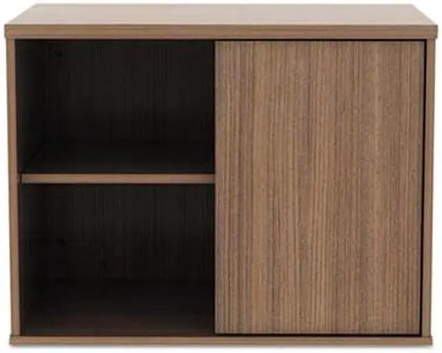 Alt view image 14 of 20 - Alera Open Office Low Storage Cabinet Credenza 29 1/2 x 19 1/8x 22 7/8 Walnut LS593020WA