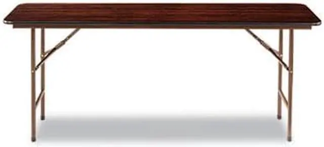 Alt view image 16 of 17 - Wood Folding Table Rectangular 72wx18dx29h Mahogany