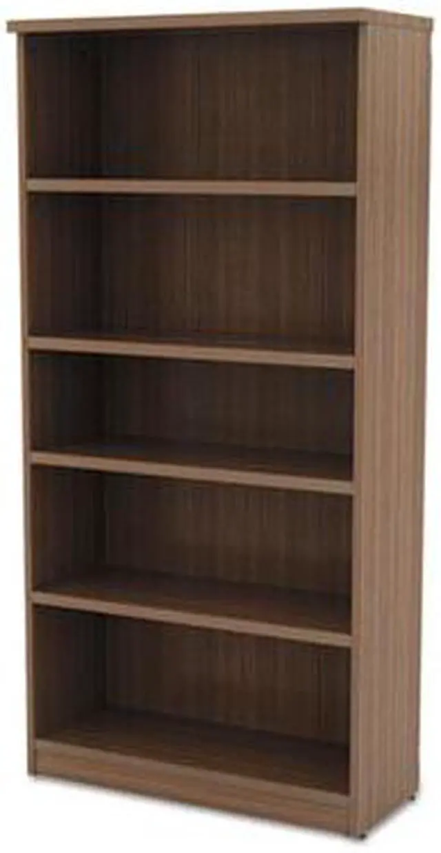 Alt view image 9 of 17 - Alera - VA636632WA - Alera Valencia Series Bookcase, Five-Shelf, 31 3/4w x 14d x 65h, Modern Walnut