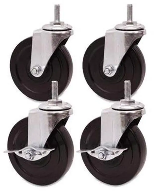 Alt view image 6 of 18 - Alera SW690004 Optional Casters for Wire Shelving, 200 lbs/Caster, Gray/Black, 4/Set