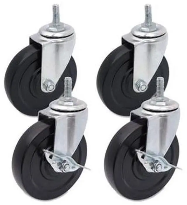Alt view image 5 of 18 - Alera SW690004 Optional Casters for Wire Shelving, 200 lbs/Caster, Gray/Black, 4/Set