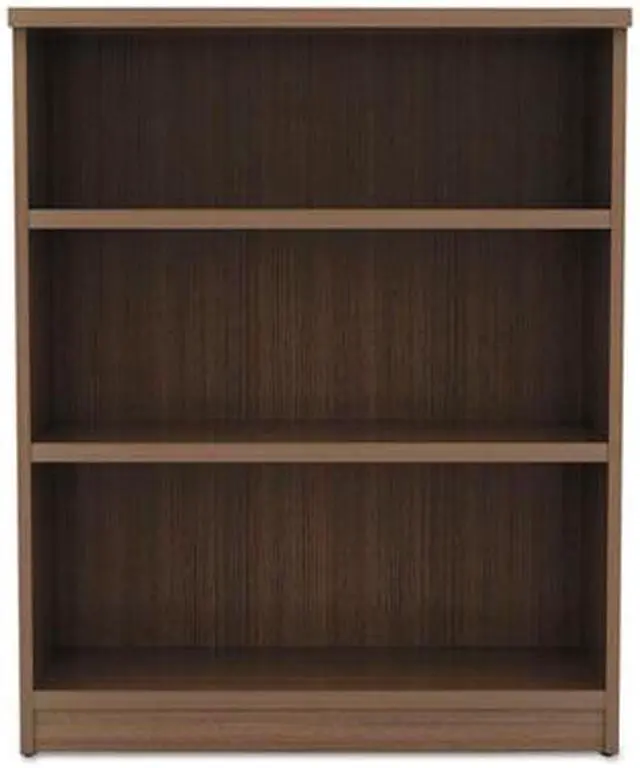 Alt view image 9 of 20 - Alera - VA634432WA - Alera Valencia Series Bookcase, Three-Shelf, 31 3/4w x 14d x 39 3/8h, Mod Walnut