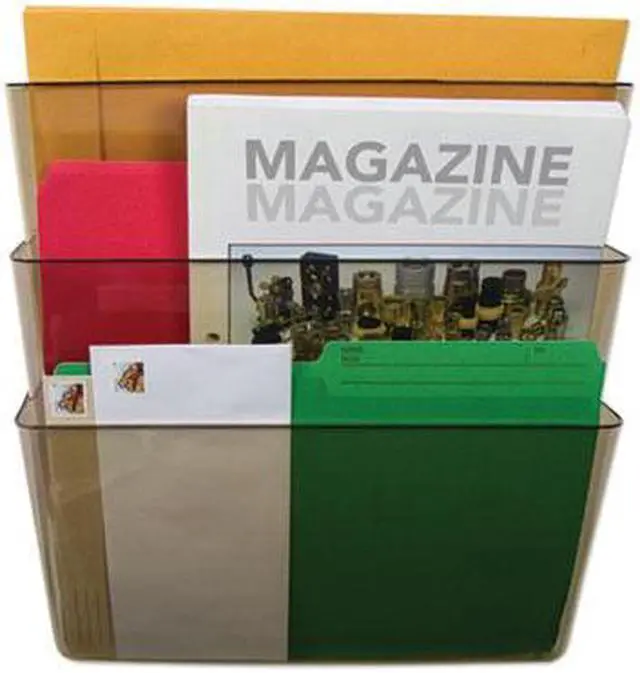 Alt view image 9 of 9 - Storex Wall File Legal 16 x 14 Three Pocket Smoke 70247U06C