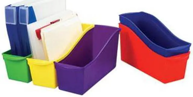 Alt view image 8 of 17 - Storex Interlocking Book Bins 4 3/4 x 12 5/8 x 7 5 Color Set Plastic 70105U06C