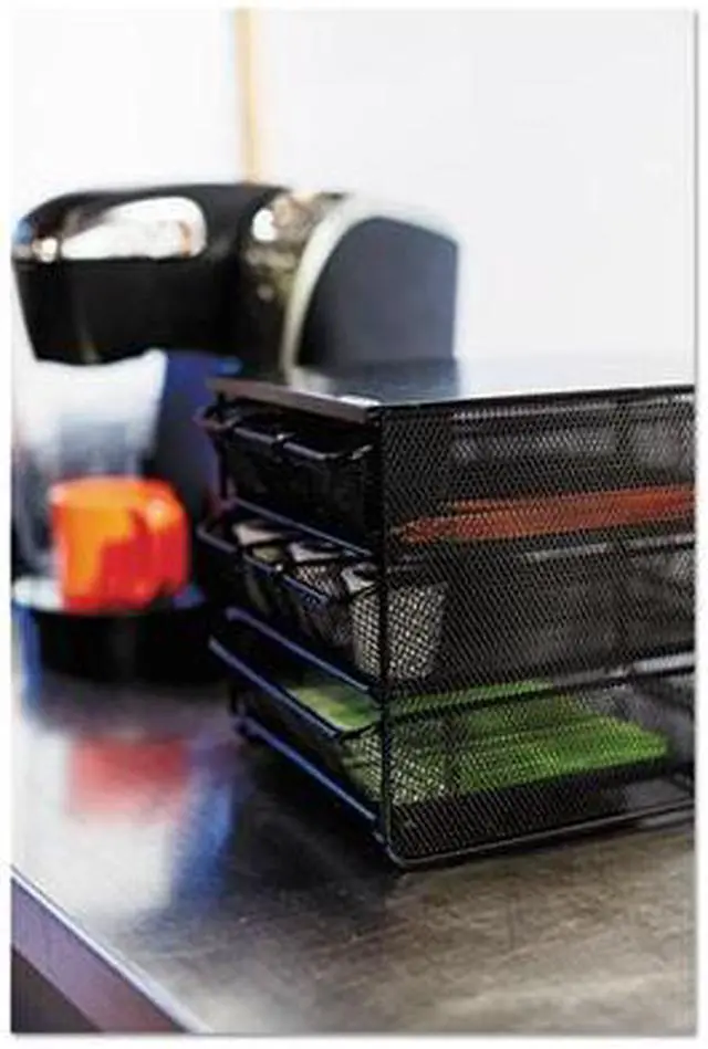 Alt view image 12 of 20 - 3 Drawer Hospitality Organizer 7 Compartments 11 1/2w x 8 1/4d x 8 1/4h Bk