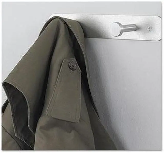 Alt view image 7 of 12 - Safco Nail Head Wall Coat Rack, Two Hooks, Metal, Satin Aluminum