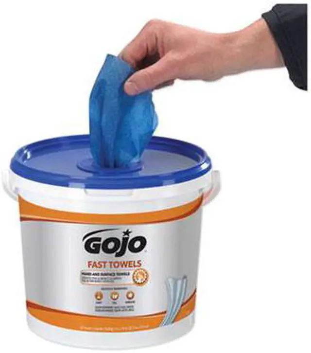 Alt view image 5 of 8 - Gojo FAST TOWELS Hand Cleaning Towels 9 x 10 White 225/Bucket 2 Buckets/Carton 629902CT