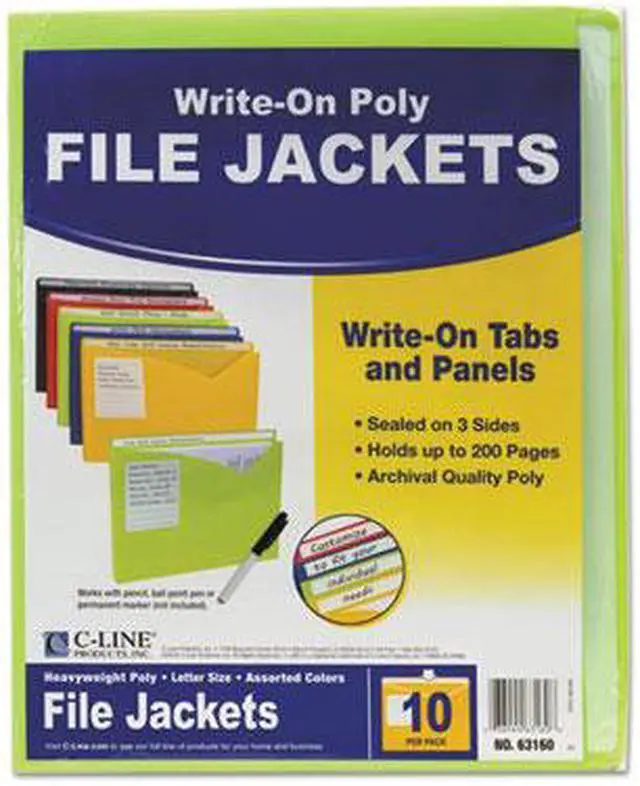 Alt view image 20 of 20 - C-Line Write-On Expanding Poly File Folders 1" Exp. Letter Assorted Colors 10/BX