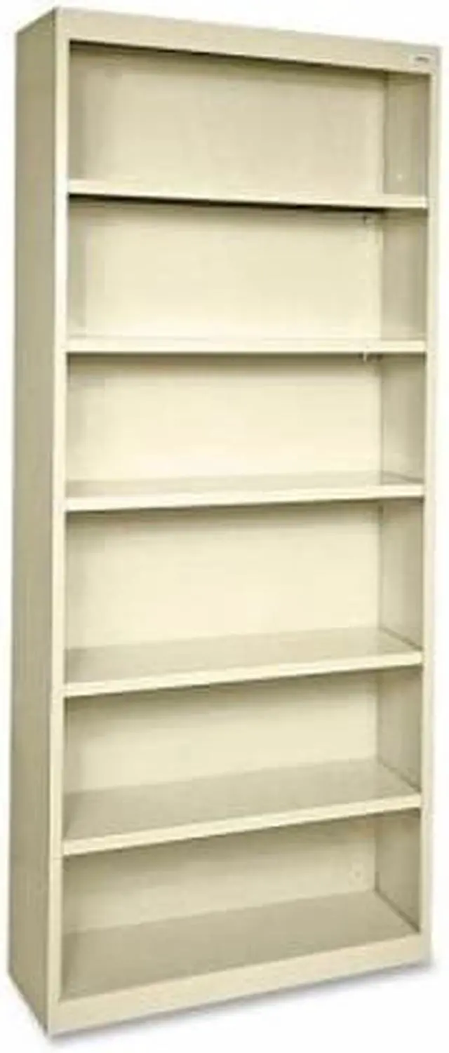 Alt view image 9 of 12 - Lorell Steel Bookcase 6-Shelf 34-1/2"x13"x82" Putty 41293