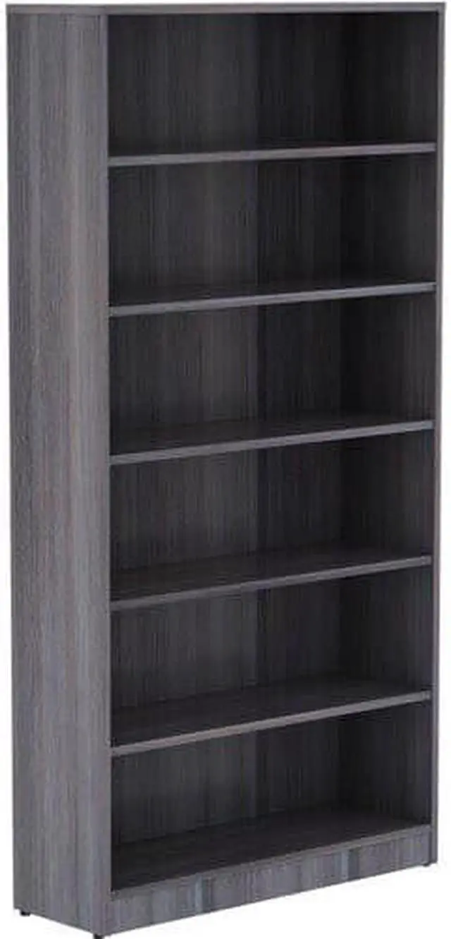 Alt view image 4 of 4 - Lorell Bookcase 6 Shelves 36"x12"x72" Weathered Charcoal 69565