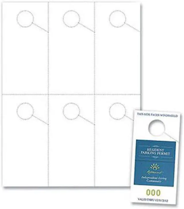 Alt view image 2 of 2 - Micro-Perforated Parking Pass 8.25 x 11 White 6 Passes/Sheet 50 Sheets/Pack PPH06057SWH