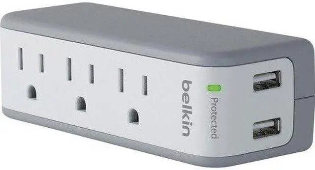 Alt view image 20 of 20 - Belkin SurgePlus 2-Port USB Swivel Charger w/ 3 AC Outlets (10 Watts, Combined)