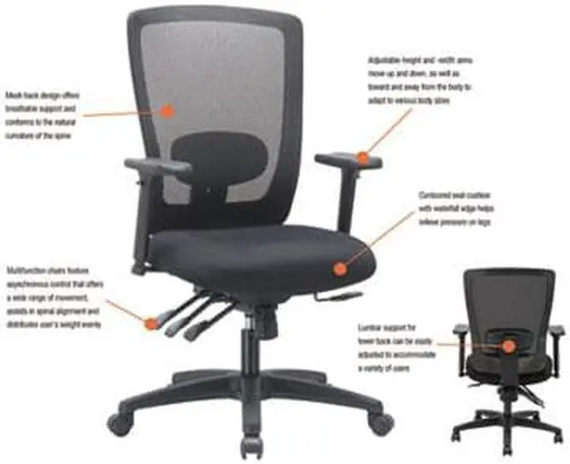 Alt view image 17 of 20 - Alera - HALE752 - Alera Envy Series Mesh Mid-Back Multifunction Chair, Black