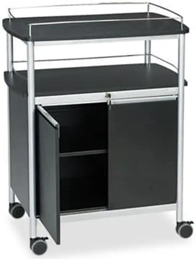 Alt view image 8 of 11 - Safco Mobile Beverage Cart 33-1/2w x 21-3/4d x 43h Black 8964BL