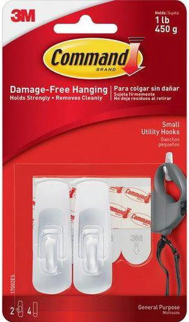 Alt view image 6 of 7 - 3M 17002 Command Small Hooks 2 hooks, 4 strips