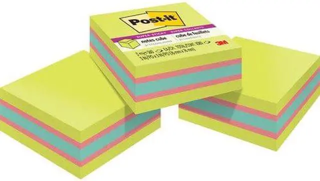 Alt view image 5 of 5 - 3M Post-it Note Cube Super Sticky 3"x3" 360/Cube Green Wave 2027SSGFA