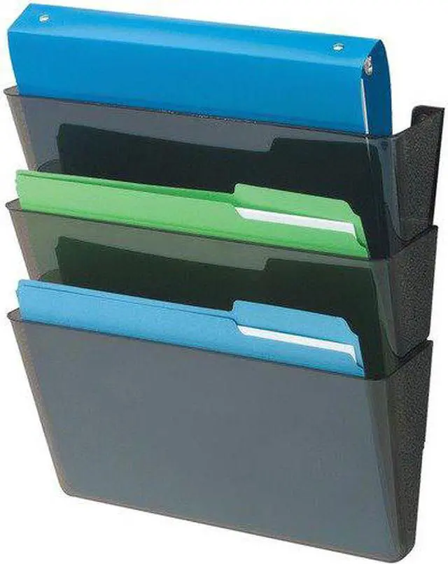 Alt view image 7 of 8 - Deflect-o 93604 Recycled Docupocket Wall File - 8.50" Width x 11" Length Sheet Size - 3 Pockets - Black - 3 / Set, 1 Set