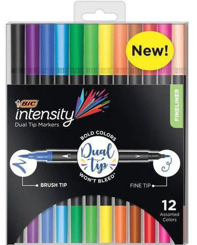 Alt view image 5 of 8 - BIC Marker, Dual Tip, 5-1/10"Wx6-3/10"Lx2/5"H, 12/PK, Assorted (BICFPINDP12AST)