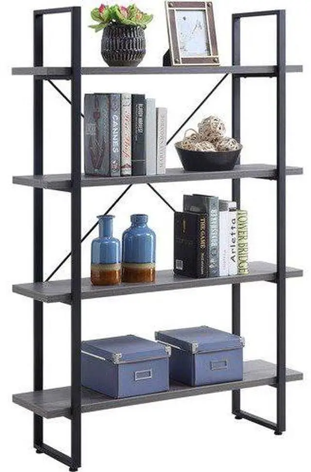 Alt view image 2 of 3 - Lorell SOHO 4-Shelf Metal Frame Bookcase