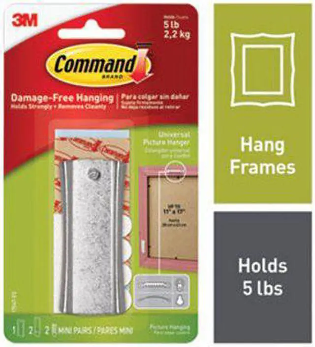 Alt view image 17 of 20 - 3M 17047 Command Sticky Nail Sawtooth Hanger 1 hanger, 2 large strips, 2 sets of mini str