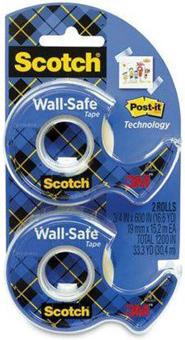 Alt view image 6 of 8 - 3M Tape Roll w/Dispenser Wall-safe 3/4" x 800" 2 RLS/PK CL 183DM2