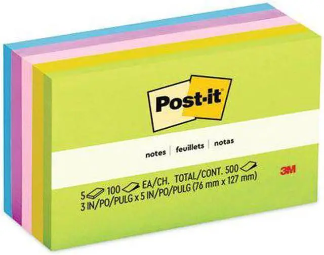 Alt view image 15 of 20 - 3M 6555UC Ultra Color Notes  3 x 5  Five Colors  Five 100-Sheet Pads Pack
