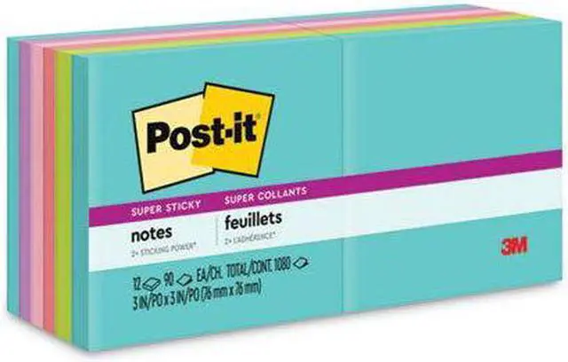 Alt view image 8 of 17 - Post-It Notes Super Sti Pads,Ss,Notes,3"x3",Miami 65412SSMIA