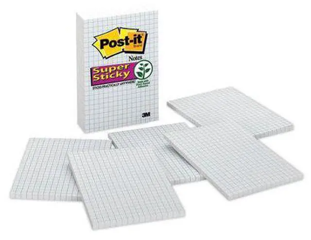 Alt view image 4 of 12 - 3M 660SSGRID Grid Notes, 4 x 6, White with Blue Grid, 3 90-Sheet Pads/Pack