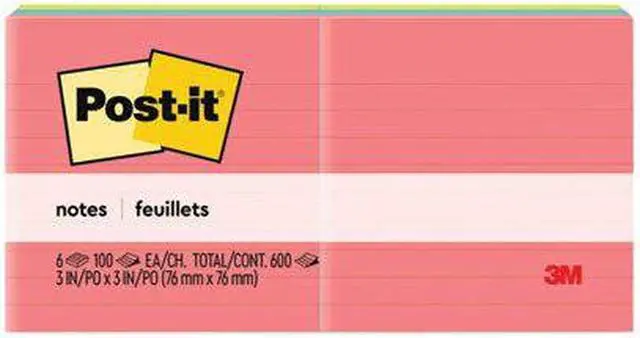 Alt view image 9 of 15 - 3M 6306AN Neon Color Notes 3 x 3 Two Neon Colors Six 100-Sheet Pads Pack