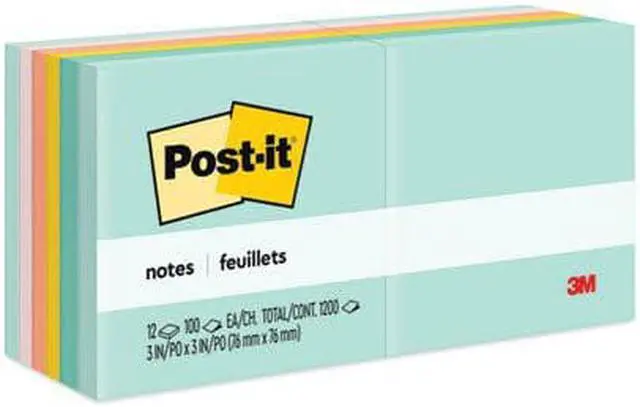 Alt view image 9 of 20 - Post-it Original Pads in Marseille Colors 3 x 3 100-Sheet 12/Pack 654AST