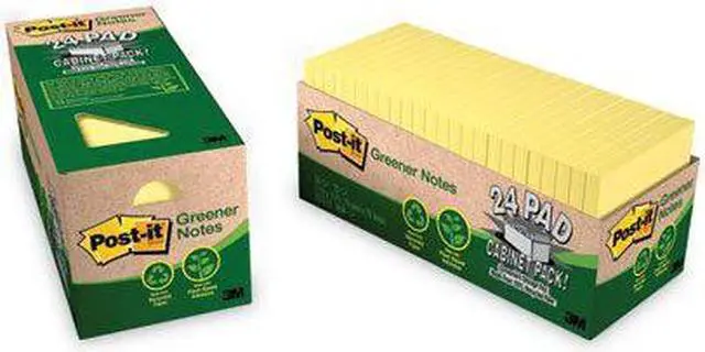 Alt view image 10 of 17 - Post-it Recycled Note Pad Cabinet Pack 3 x 3 Canary Yellow 75-Sheet 24/Pack