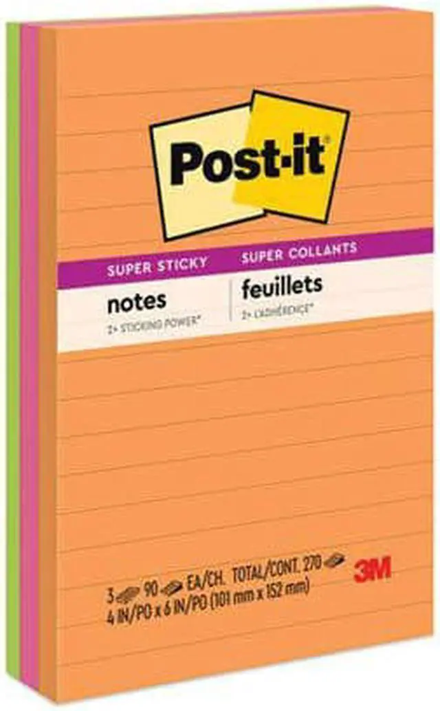 Alt view image 8 of 13 - Post-it Pads in Rio de Janeiro Colors Lined 4 x 6 90-Sheet 3/Pack 6603SSUC
