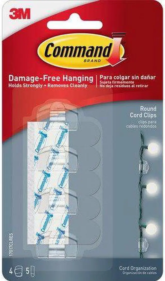 Alt view image 16 of 20 - Cord Clip, Round, with Adhesive, 0.75"w, Clear, 4/Pack 17017CLRES