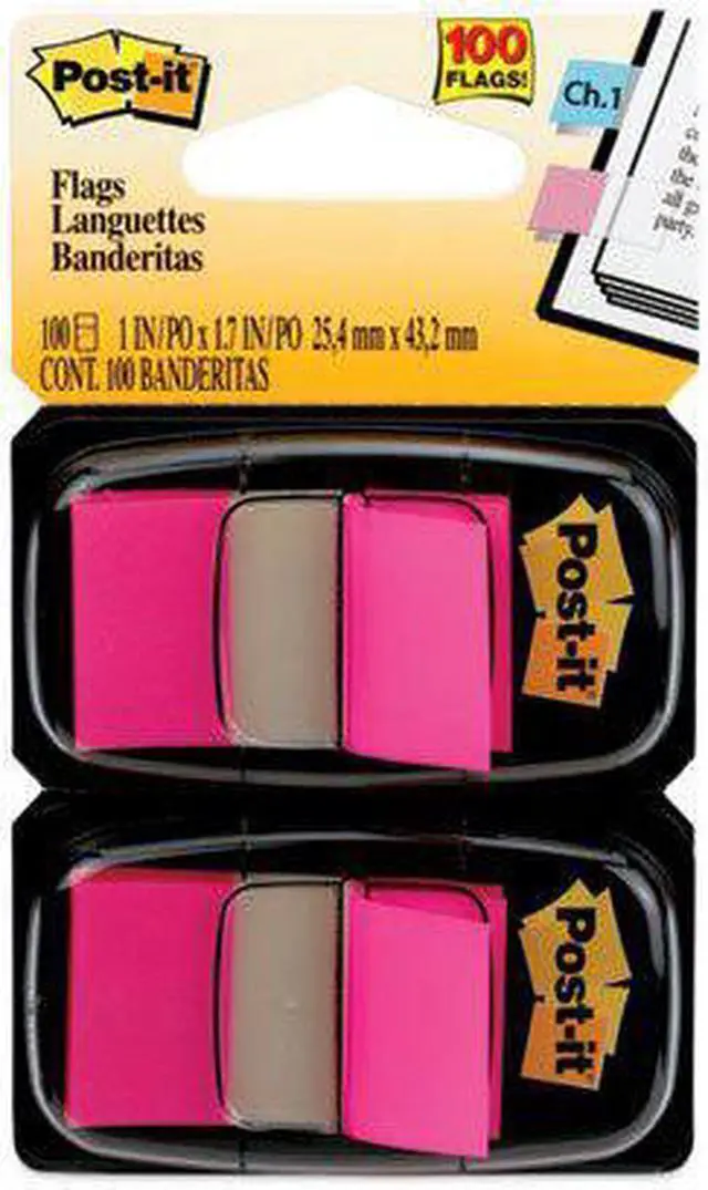 Alt view image 13 of 20 - 3M 680BP2 Standard Tape Flags in Dispenser Bright Pink 100 Flags per Dispenser