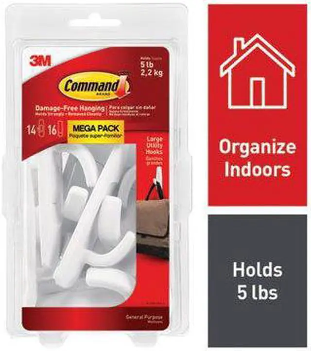 Alt view image 7 of 10 - 3M™ Command™ Mega Pack Utility Hooks, Large, White, Pack Of 14 Hooks