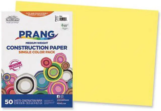 Alt view image 8 of 8 - Sunworks Construction Paper, 58lb, 12 X 18, Yellow, 50/Pack 8407