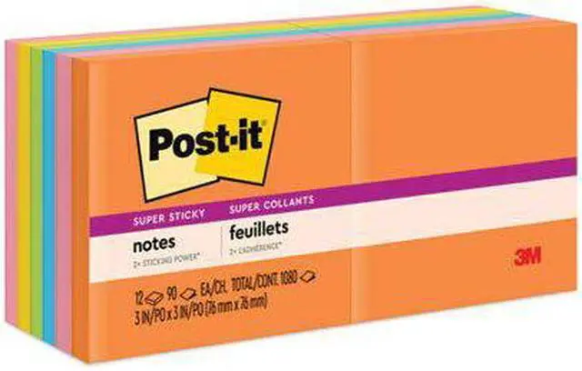 Alt view image 15 of 20 - Post-it Pads in Rio de Janeiro Colors 3 x 3 90-Sheet 12/Pack 65412SSUC