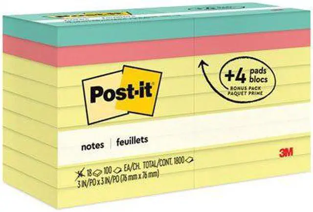 Alt view image 15 of 20 - Post-It Notes Pad,Value Pack,3x3,Ast 654144B