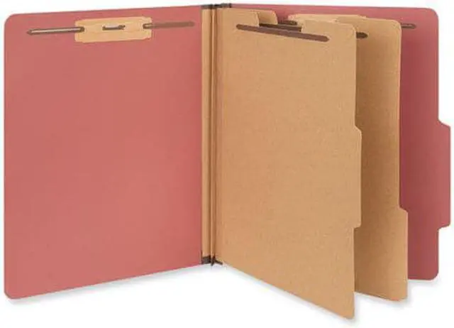 Alt view image 3 of 4 - Pressboard Classification Folder, Letter, Six-Section, Red, 10/Box