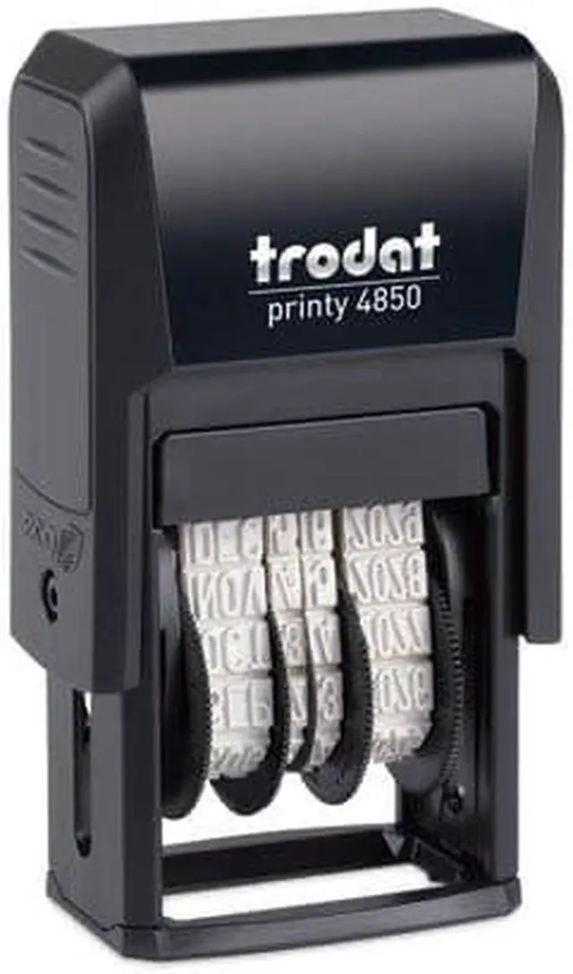 Alt view image 2 of 4 - Trodat Econ Micro 5-in-1 Message Stamp Dater Self-Inking 1 x 3/4 Blue/Red