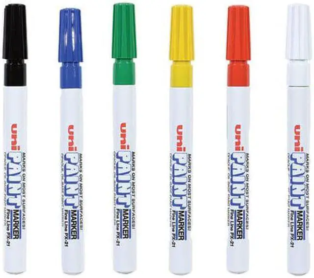 Alt view image 6 of 7 - Uni-ball Permanent Marker Fine Bullet Tip Assorted Colors 6/Set 63720