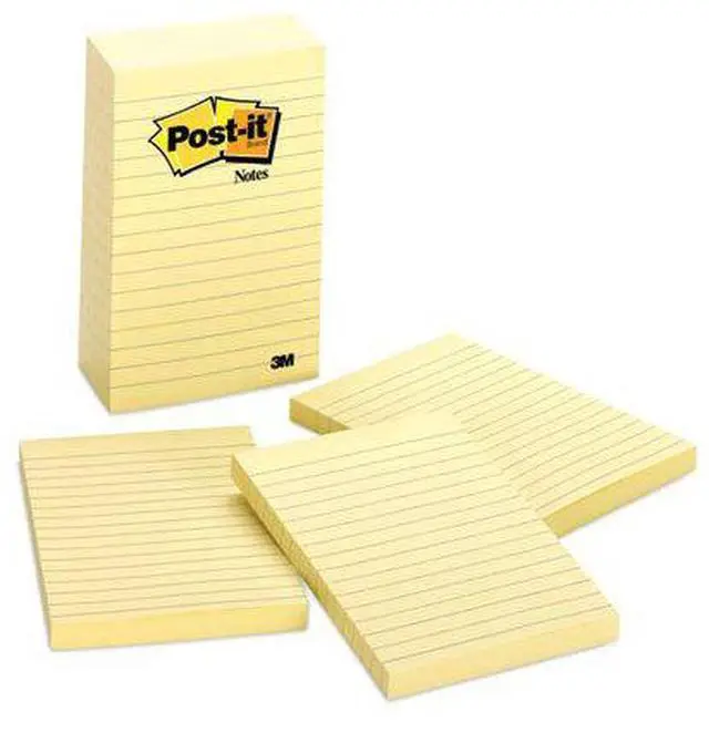 Alt view image 13 of 20 - 3M 6605PK Bonus Pack, 4 x 6, Lined, Canary Yellow, 5 100-Sheet Pads/Pack