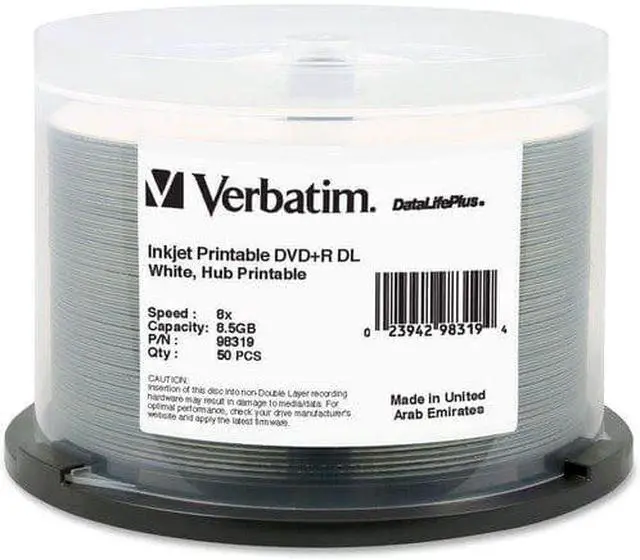 Alt view image 5 of 8 - VERBATIM AMERICAS LLC 98319 DVD+R DL 8.5GB 8X INKJET PRINTABLE 50PK