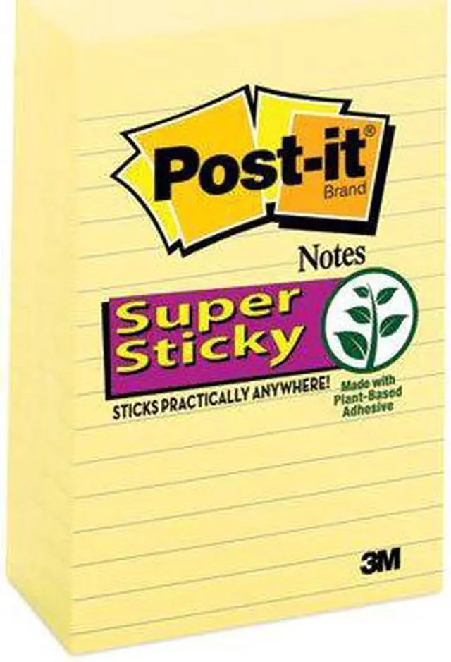 Alt view image 11 of 18 - 3M 6605SSCY Super Sticky Notes  4 x 6  Canary Yellow  Five 90-Sheet Pads Pack