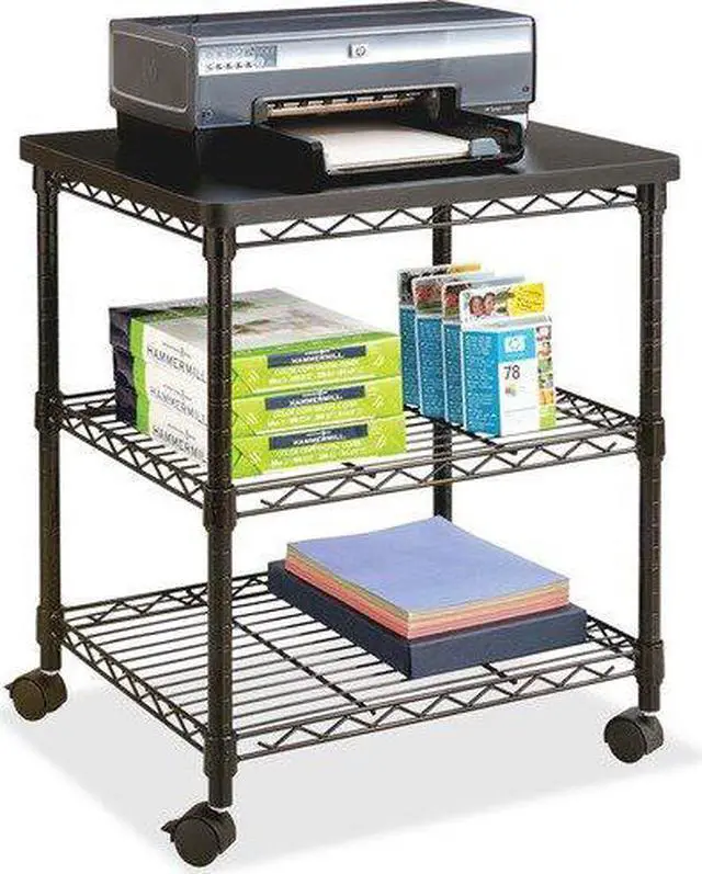 Alt view image 13 of 14 - Safco Desk Side Wire Machine Stand, Three-Shelf Desk Side Wire Machine Stand