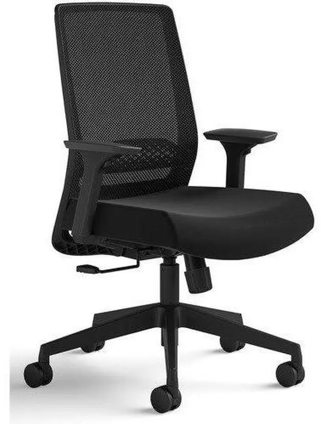 Alt view image 2 of 13 - Safco Medina Basic Task Chair, Supports up to 275 lbs, Black, Each (SAF6830BMBL)